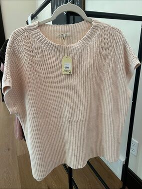 JODIFL Oatmeal Short-Sleeve Crew Knit Sweater